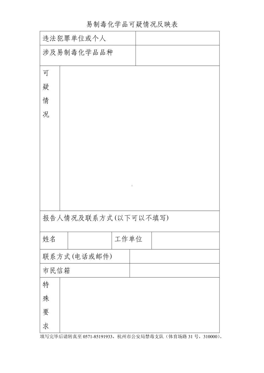 易制毒化学品可疑情况反映表参考模板范本.doc_第1页