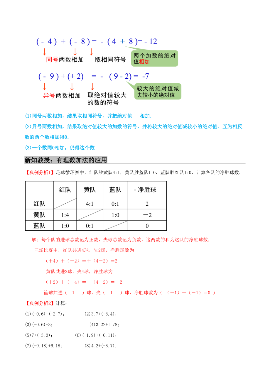 （暑期衔接）专题05《有理数的加法》知识讲练—2021年暑假小升初数学衔接精编讲义(教师版).doc_第3页