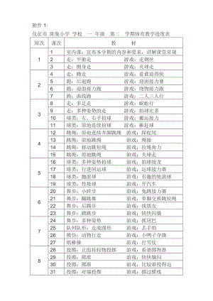 一年级下册体育教学进度表.docx