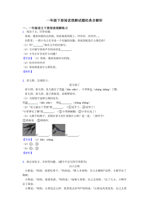 一年级下册阅读理解试题经典含解析.doc