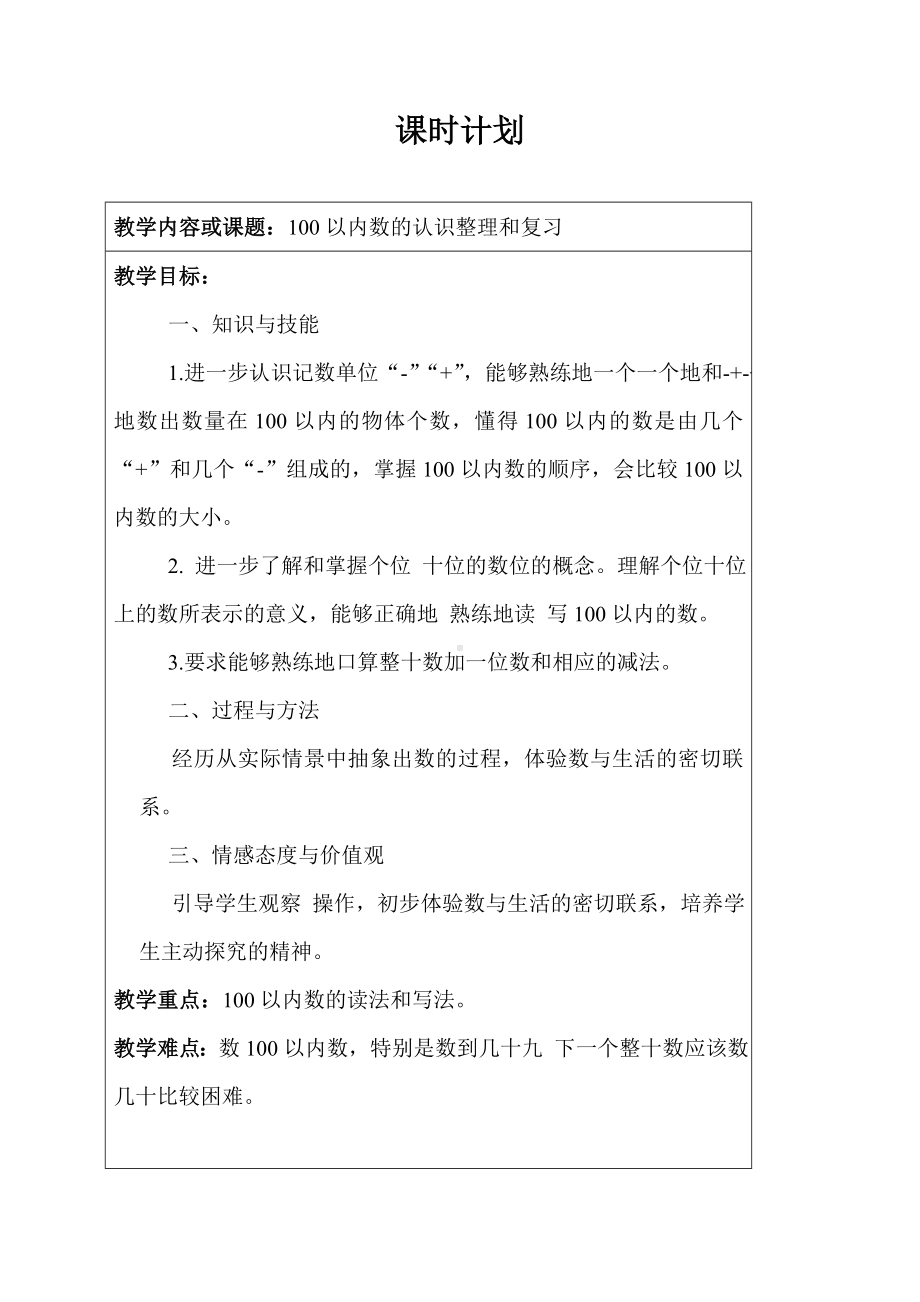 一年级数学100以内数的认识整理和复习.doc_第1页