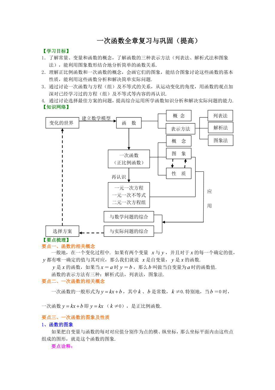 一次函数全章复习与巩固(提高)知识讲解-初中数学（名校学案+详细解答）.doc_第1页