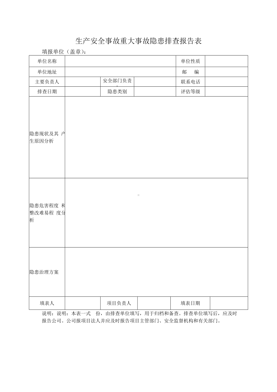 重大事故隐患排查报告表参考模板范本.doc_第1页