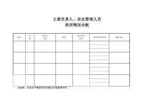 主要负责人、安管人员培训台帐参考模板范本.doc