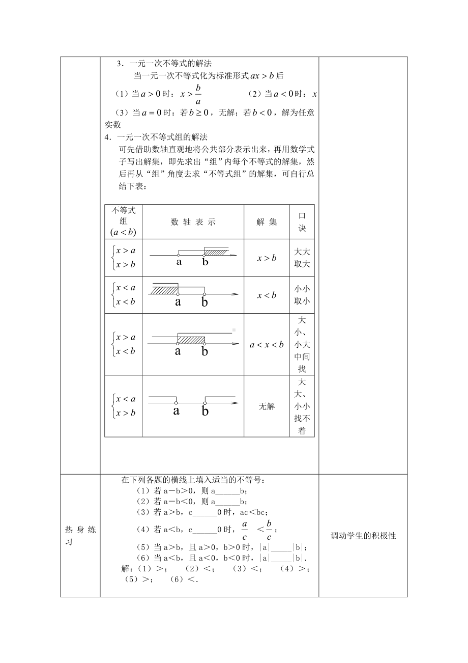 一元一次不等式(组)：复习课-精品课教案.doc_第2页