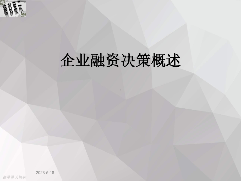 企业融资决策概述课件.ppt_第1页