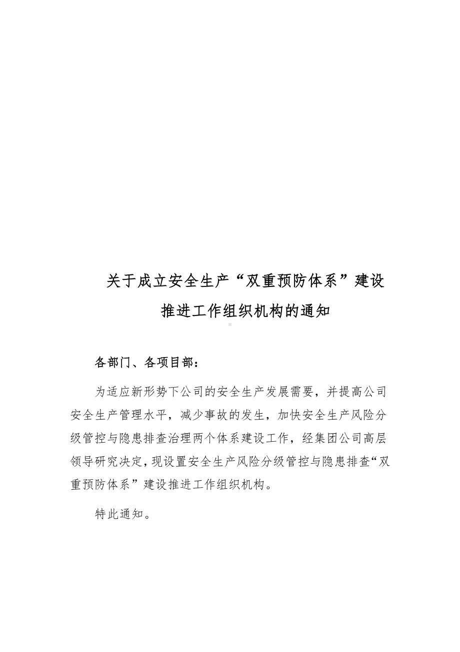 安全风险分级管控和事故隐患排查治理双重预防体系组织机构及职责参考模板范本.docx_第1页