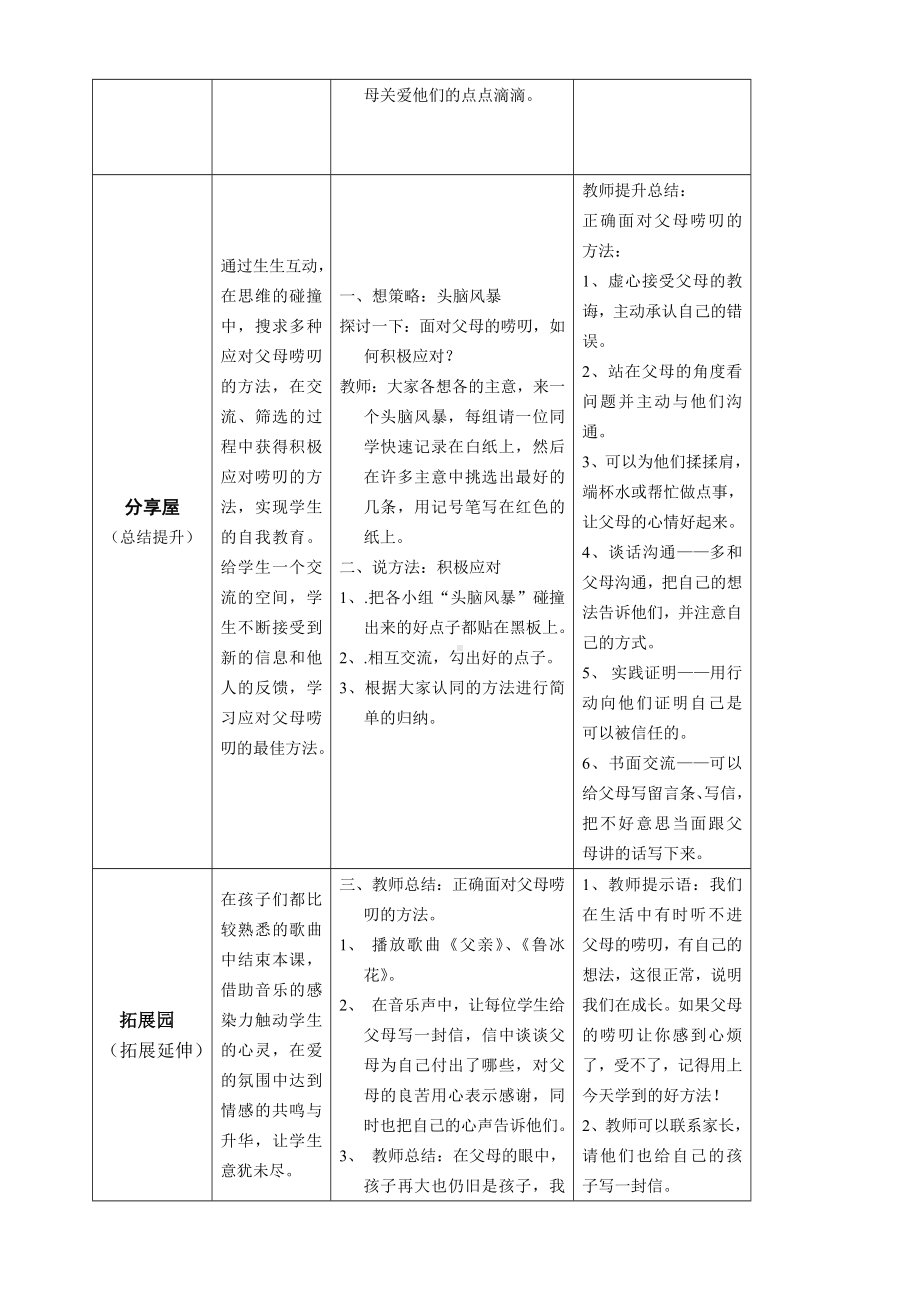 （通用版）小学生心理健康教育：六年级-第十一课-絮絮叨叨满是情-教案.doc_第3页