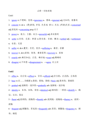 （词性转换）高中英语必修一(词性转换).doc