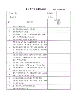 承包商作业监督检查表参考模板范本.docx