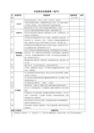 专业安全检查表（电气）（装订成册）参考模板范本.doc