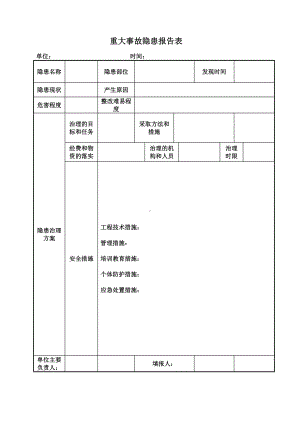 重大事故隐患报告表参考模板范本.doc