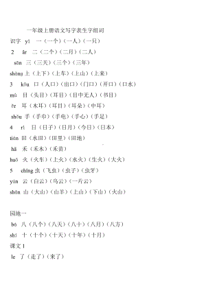 一年级上册语文写字表生字组词.doc