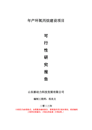 重点项目年产环氧丙烷建设项目可行性研究报告申请立项备案可修改案例.doc