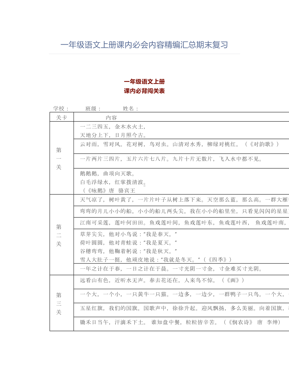 一年级语文上册课内必会内容精编汇总.doc_第1页