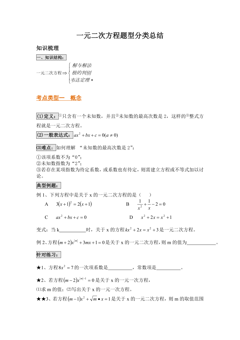 一元二次方程题型分类总结.doc_第1页