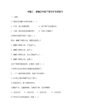 （部编）人教版五年级语文下册句子专项练习(含答案).docx