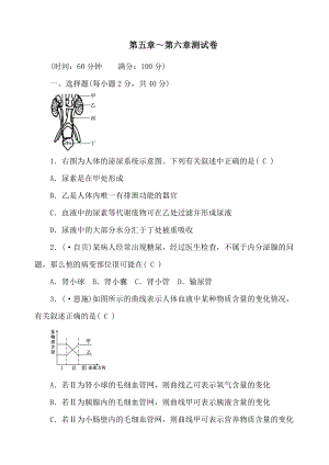 七年级生物下册第五章～第六章测试卷.doc