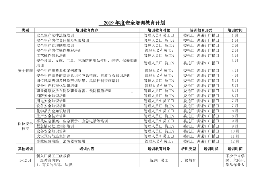 年度安全培训教育计划参考模板范本.docx_第1页