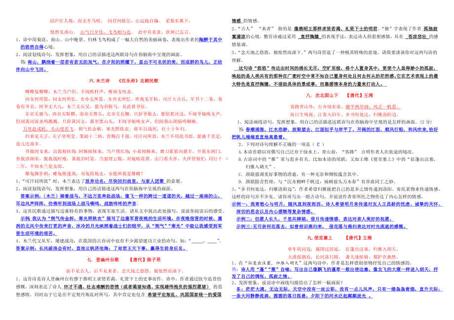 七至九年级语文课内古诗词赏析题大全(解析版).docx_第2页