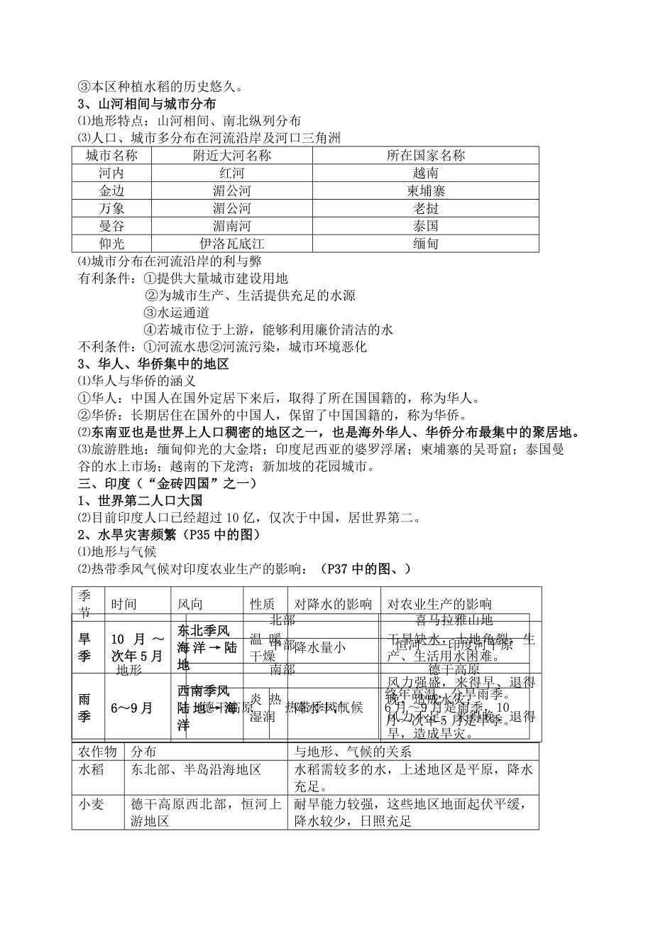 七年级下册地理知识点归纳与总结.docx_第3页