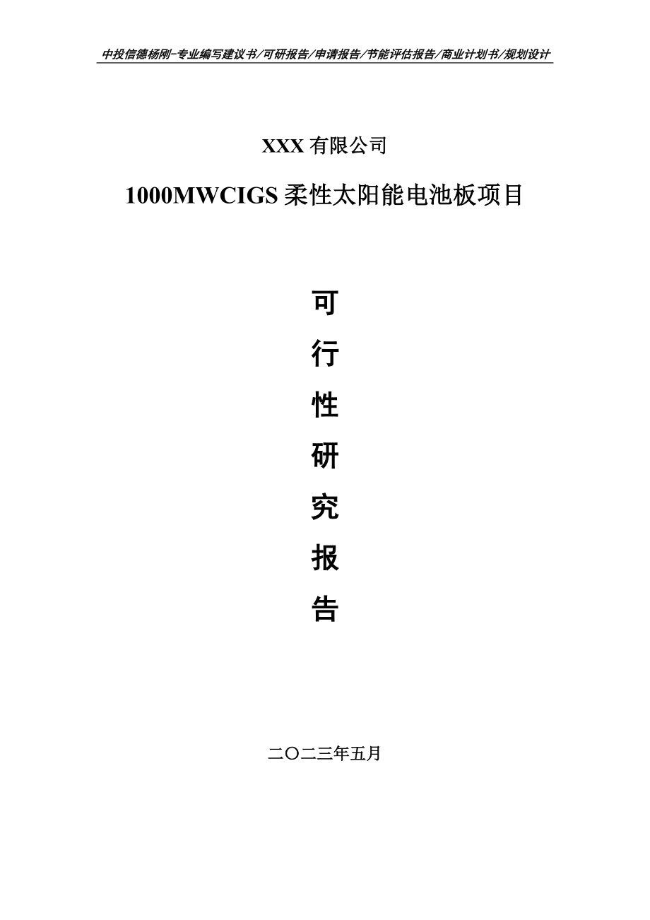 1000MWCIGS柔性太阳能电池板可行性研究报告申请报告.doc_第1页