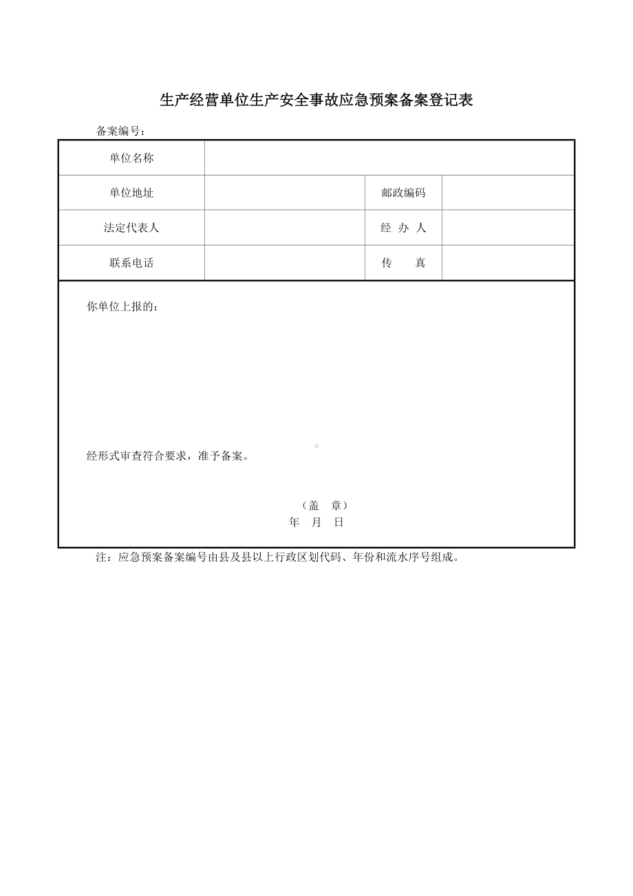 生产经营单位生产安全事故应急预案备案登记表参考模板范本.docx_第1页