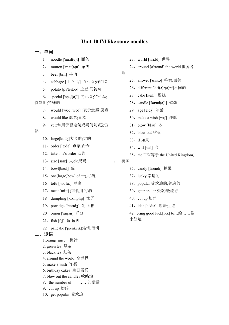 七年级下册Unit-10-I'd-like-some-noodles知识点讲解含习题和答案在后面.doc_第1页