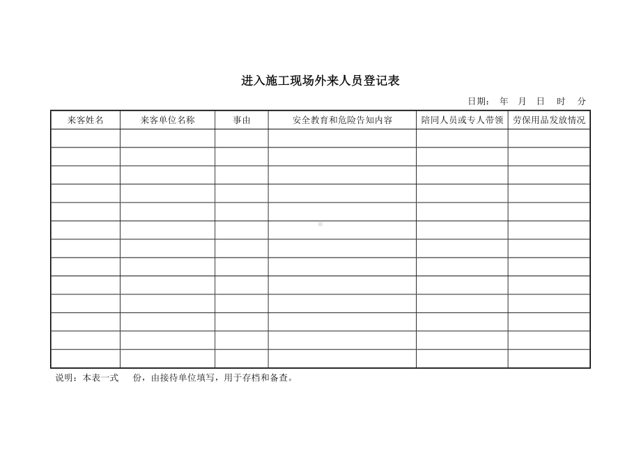 进入施工现场外来人员登记表参考模板范本.docx_第1页