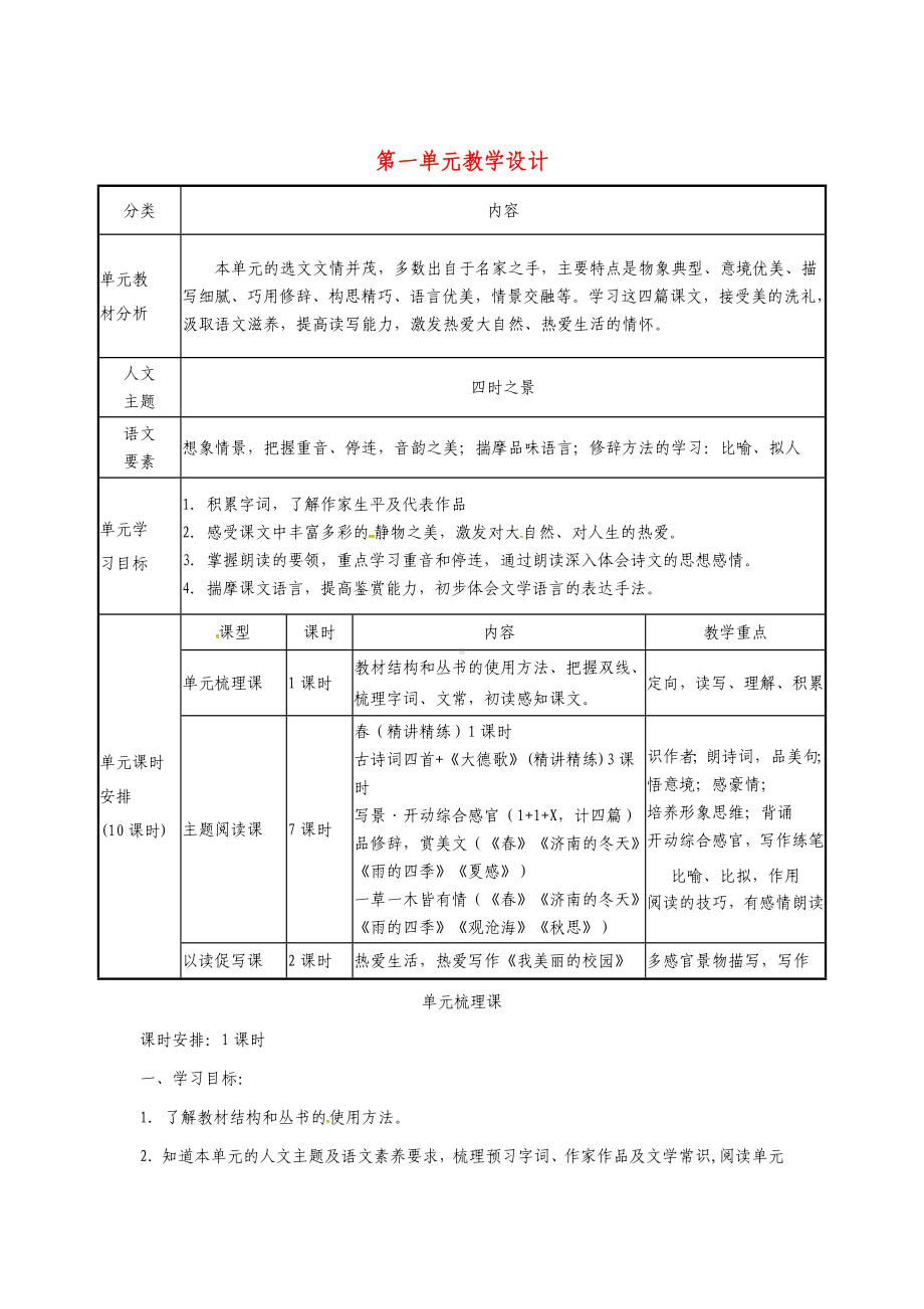 七年级语文上册-第一单元教学设计-新人教版.doc_第1页