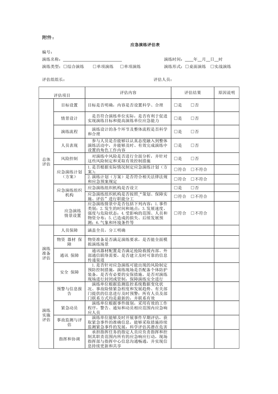 应急演练通用评估表参考模板范本.docx_第1页