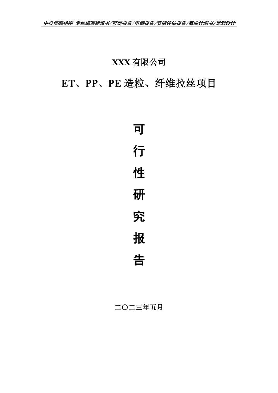 ET、PP、PE造粒、纤维拉丝可行性研究报告建议书.doc_第1页