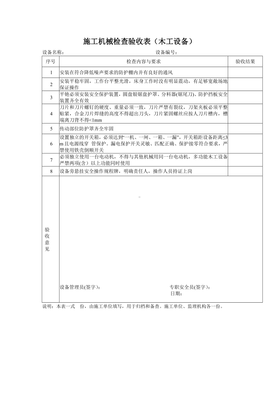 施工机械检查验收表（木工设备）参考模板范本.docx_第1页