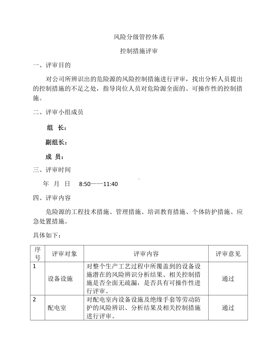 机械行业风险分级管控体系控制措施评审记录参考模板范本.docx_第1页