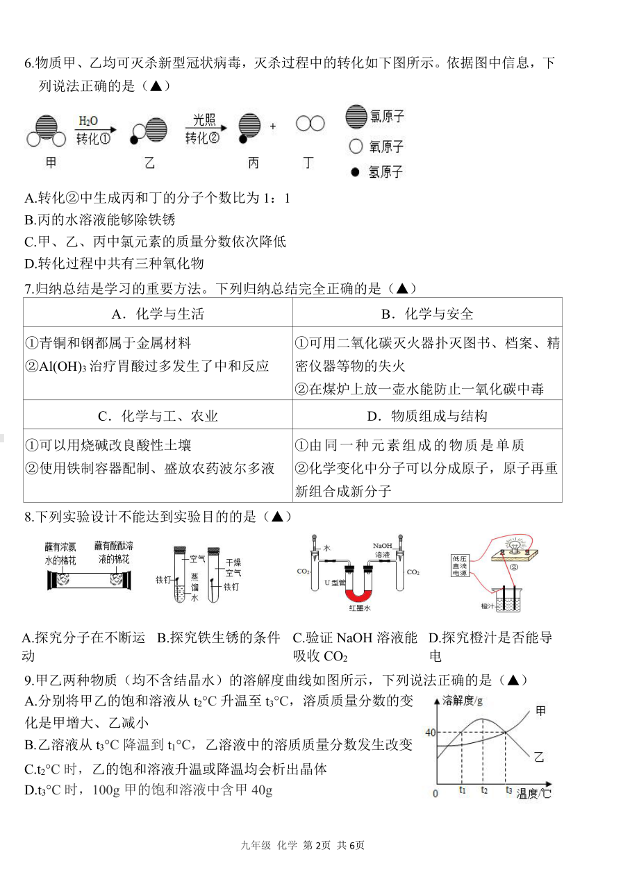 广东深圳南山区14校2023届九年级中考二模化学试卷+答案.pdf_第2页