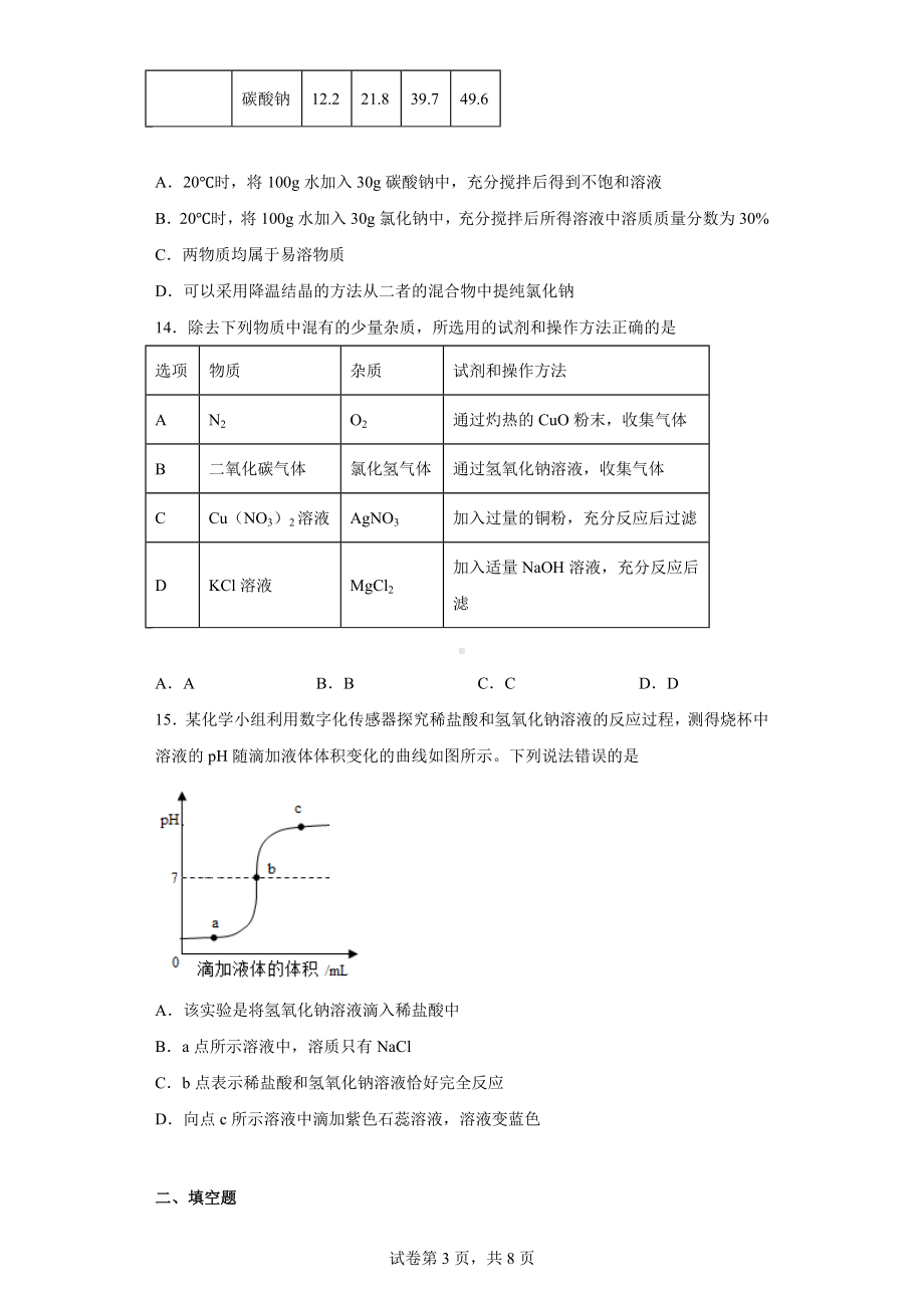 2023年广东省江门市蓬江区荷塘中学中考一模化学试题.docx_第3页