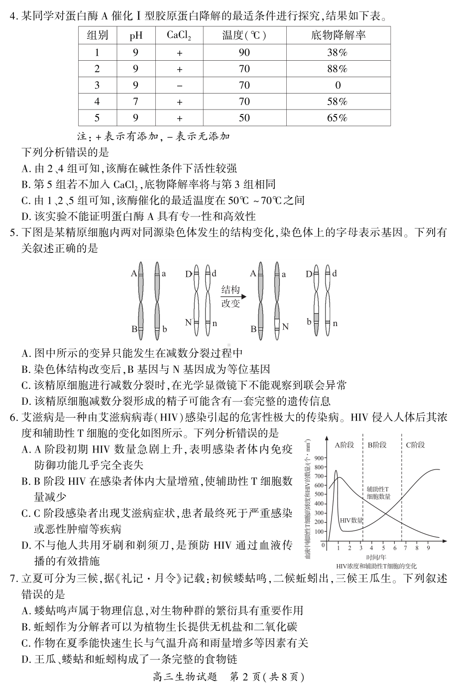 福建省厦门市2023届高三毕业班第四次质量检测 生物.pdf_第2页