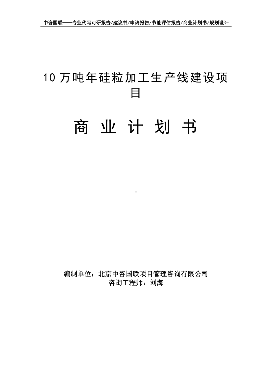 10万吨年硅粒加工生产线建设项目商业计划书写作模板-融资招商.doc_第1页