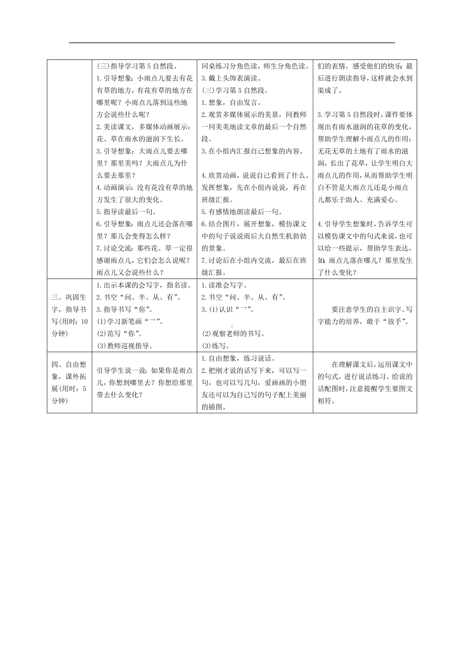 人教版语文一年级上册教学设计详案：课文8.雨点儿.doc_第3页