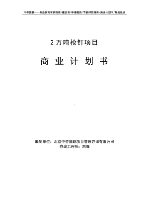 2万吨枪钉项目商业计划书写作模板-融资招商.doc