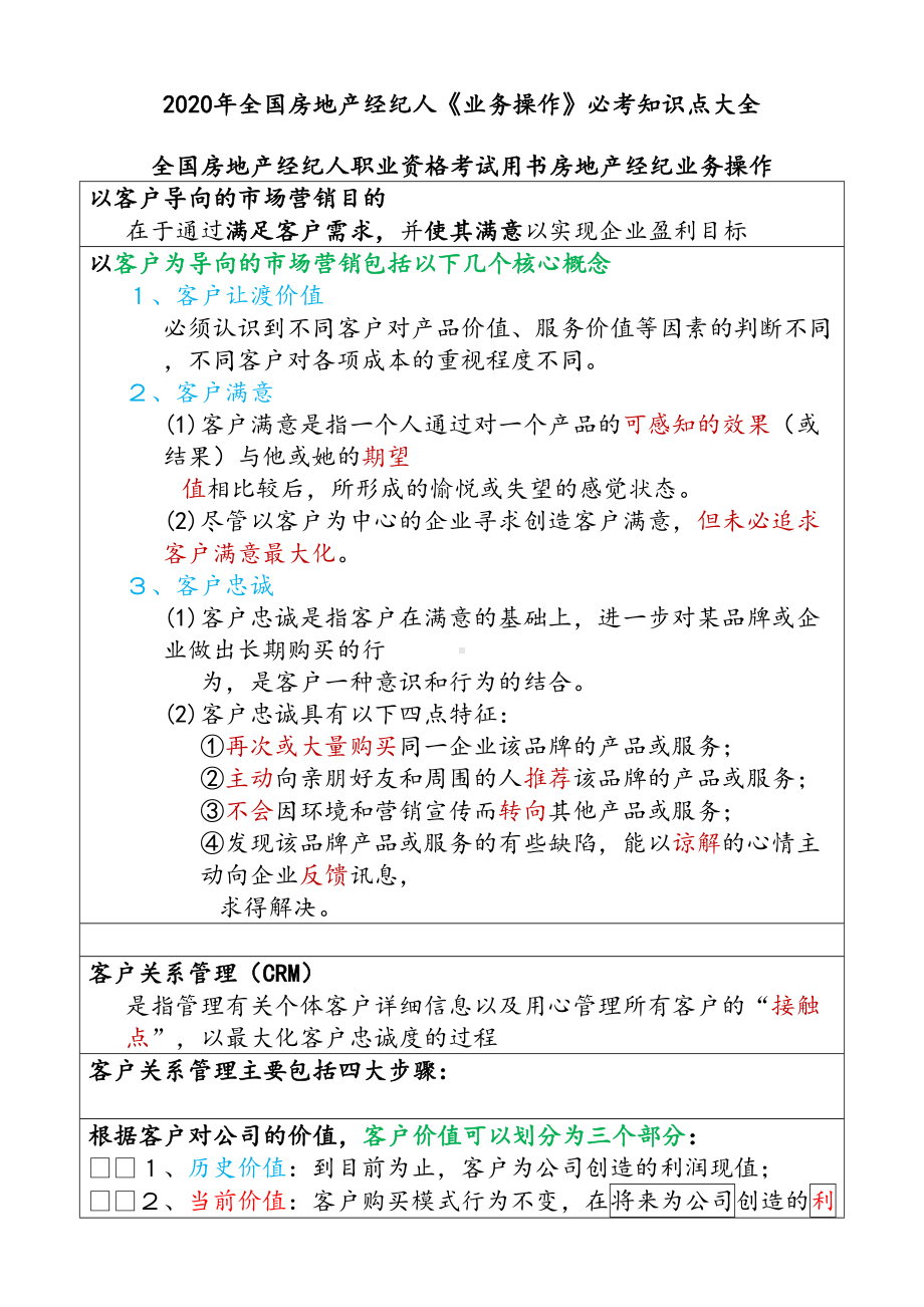 2020年全国房地产经纪人《业务操作》必考知识点大全(DOC 91页).docx_第1页