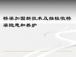 桥梁加固新技术及独柱墩桥梁隐患和养护课件.pptx