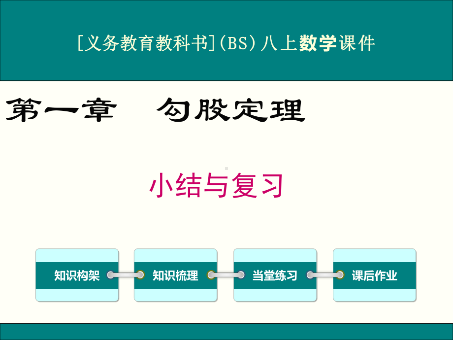 最新北师大版八年级上册数学第一章勾股定理小结与复习课件.ppt_第1页