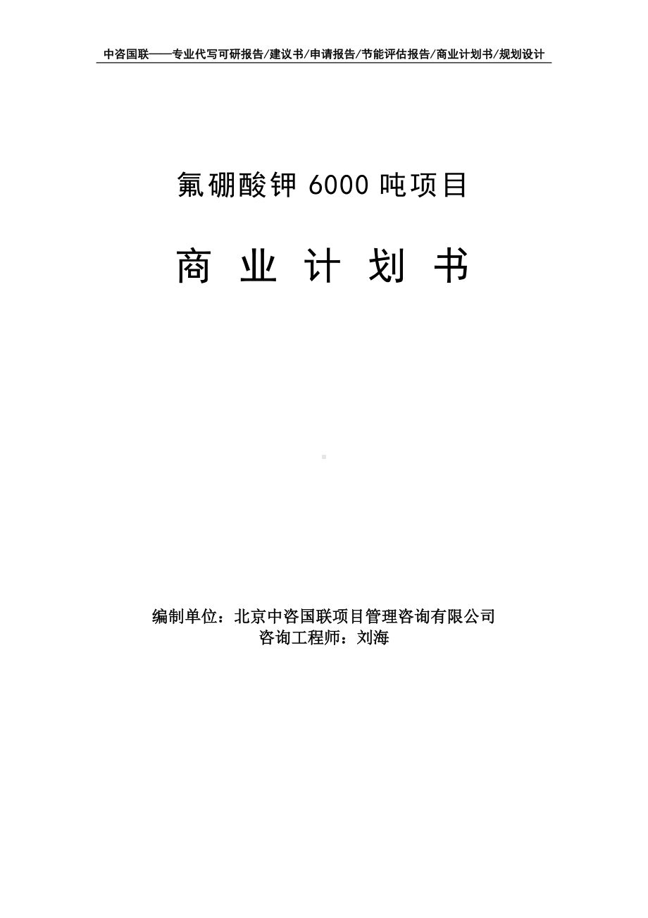 氟硼酸钾6000吨项目商业计划书写作模板-融资招商.doc_第1页