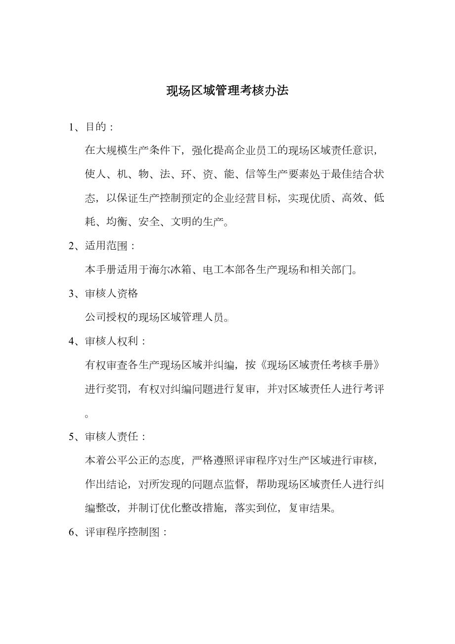 XX冰箱现场区域管理制度考核手(DOC 21页).doc_第1页