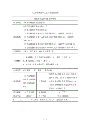 个人参加城镇职工医疗保险告知卡参考模板范本.doc