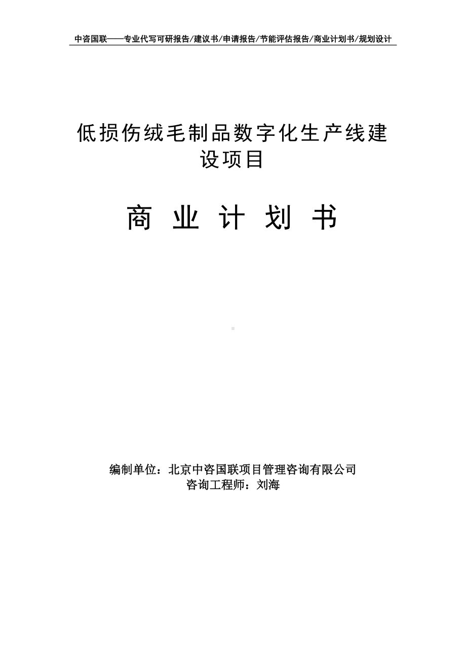 低损伤绒毛制品数字化生产线建设项目商业计划书写作模板-融资招商.doc_第1页