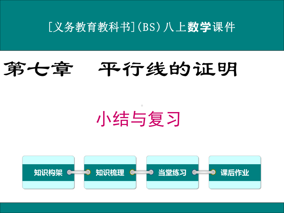 最新北师大版八年级上册数学第七章平行线的证明小结与复习课件.ppt_第1页