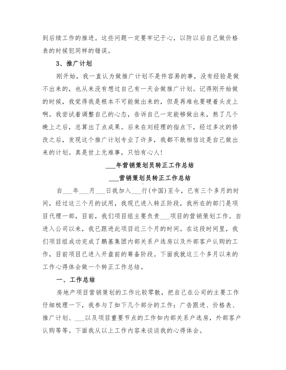 2022年营销策划员试用期转正工作总结范文(DOC 11页).doc_第3页