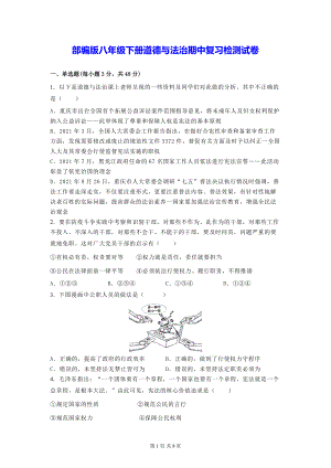 部编版八年级下册道德与法治期中复习检测试卷（Word版含答案）.docx